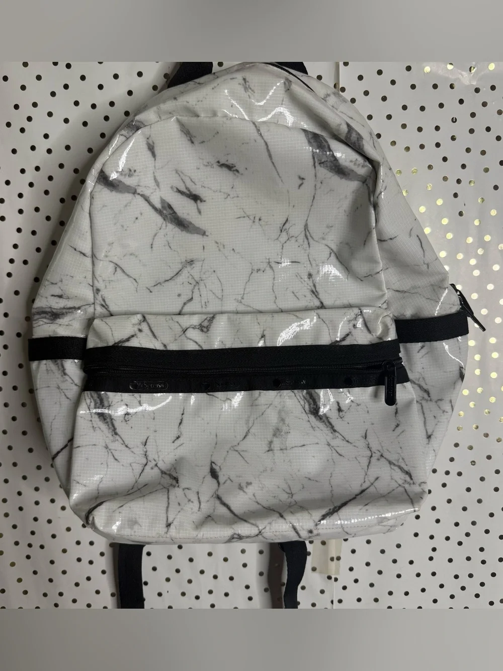 Lesportsac White Marble Print Backpack